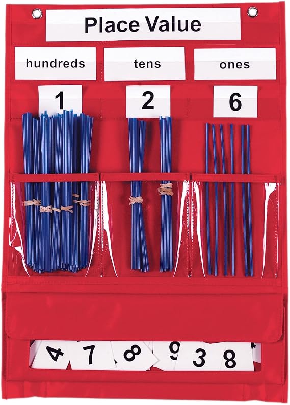 Learning Resources Counting & Place Value Pocket Chart - Classroom Math Number Chart, Ones Tens Hundreds Classroom Pocket Charts, Place Value Manipulatives, Counting Charts