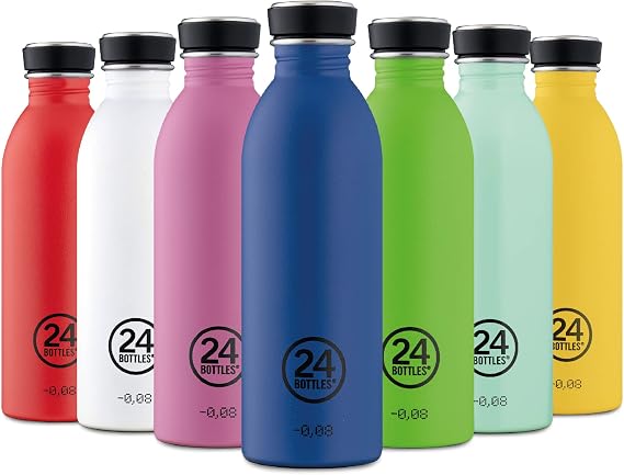 24Bottles Super Lightweight Reusable Stainless Steel Water Bottle, BPA , Urban Bottle, Original Italian Design, Total Orange, 500 ml