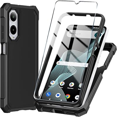 for Cricket Icon 6 Phone Case with Tempered Glass Screen Protector,Slim Soft Silicone Full-Body Protective Cover Cricket Icon 6, Black