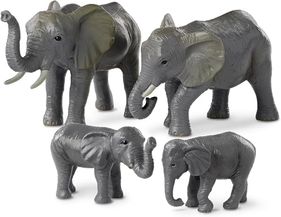 Terra by Battat African Elephant Animal Toys Family, 4 Figurines, Animals