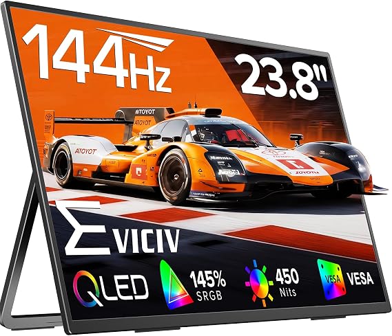 EVICIV Portable Monitor 24 144Hz, 145% sRGB QLED 0.1MS Gaming Monitor