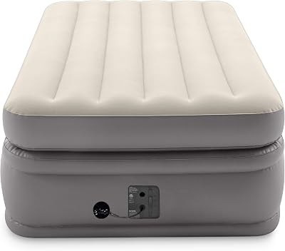 Intex -Twin Comfort Elevated Fiber-Tech Airbed, Cream 64161EP