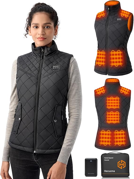 Quilted Heated Vest Women with Battery Pack 16000mAh 7.4V, Warming Smart Heated Vests for Women Cycling