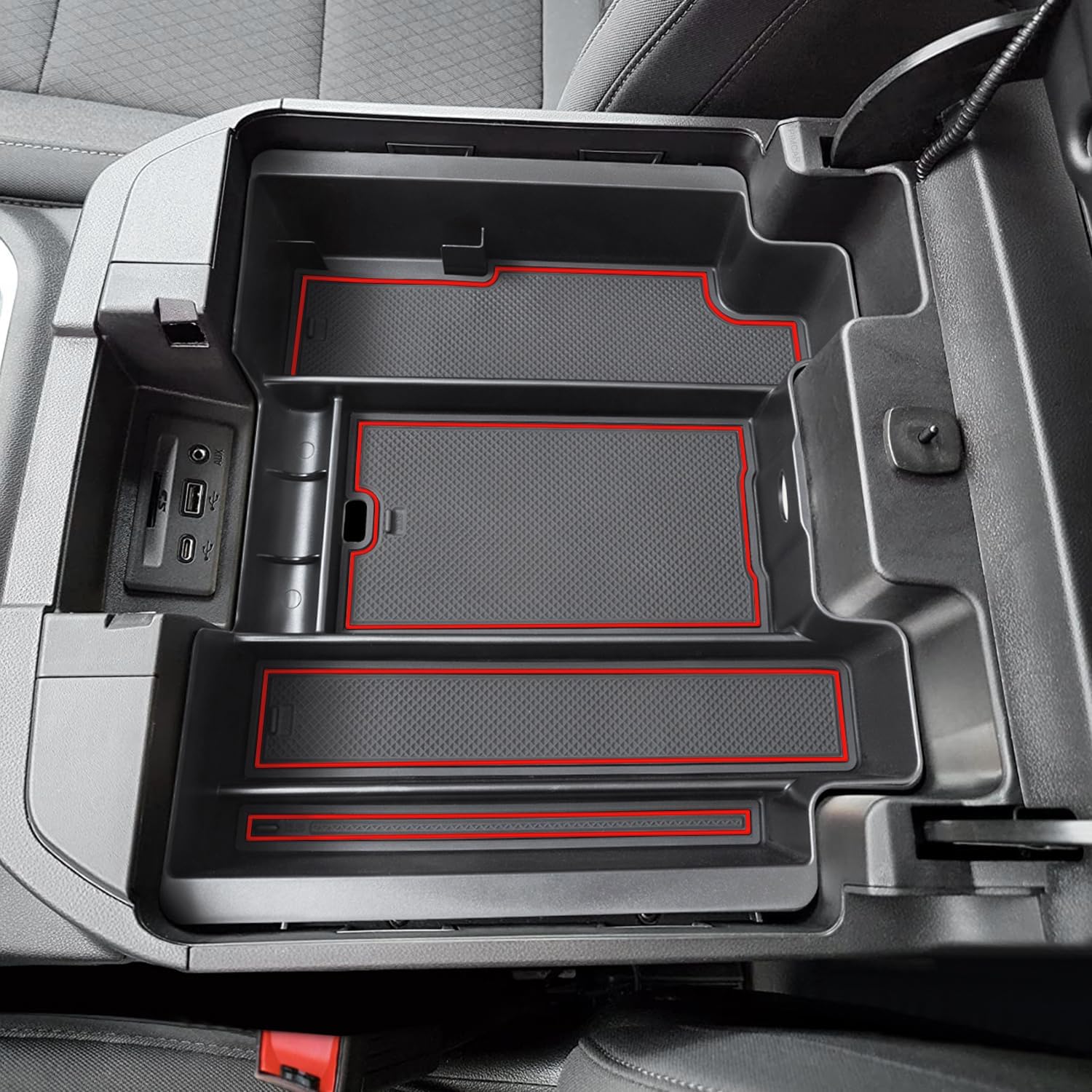 PIMCAR Full Size Center Console Organizer for 2019-2022 Chevy Silverado/GMC Sierra 1500 & 2020-2023 Silverado/Sierra 2500 HD 3500 HD Accessories-Full Console w/Bucket Seats ONLY