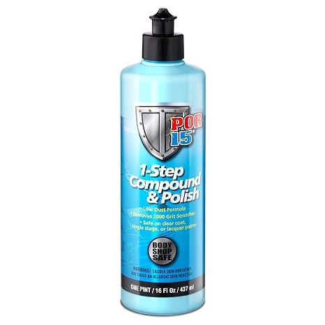 POR-15 1-Step Compound & Polish 16 fl. Oz - Silicone-Free Body, Shop Safe | Correct and Refine Fine Scratches, Swirls, Paint Defects & Oxidation | Safe on Clear Coat, Single Stage Finishes & Gel Coat