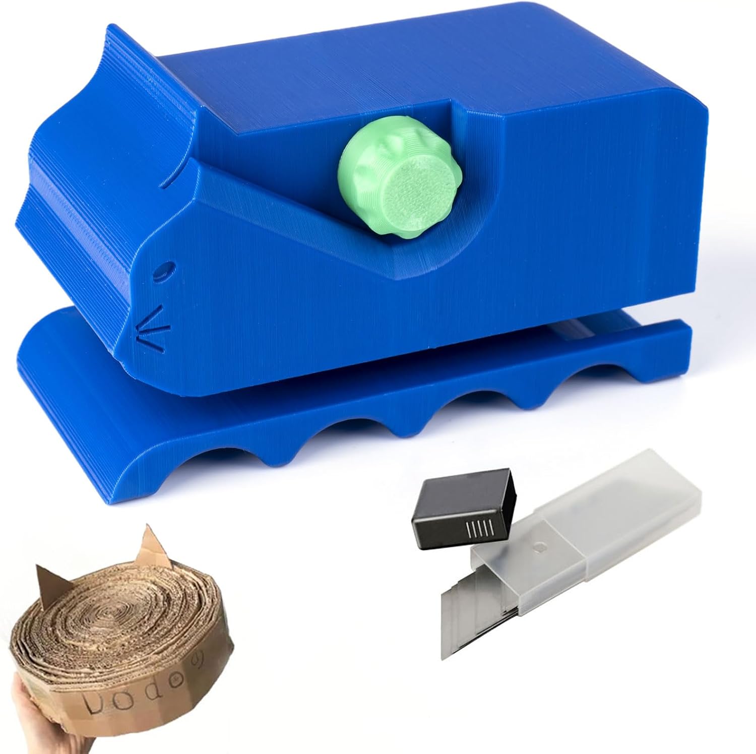 Cardboard Cutter for Cat Scratchers with 10pcs Blade,3D Printed Card Board Cutter Kids DIY Cat Scratchers Cardboard Strip Tool Machine for Cat Lovers