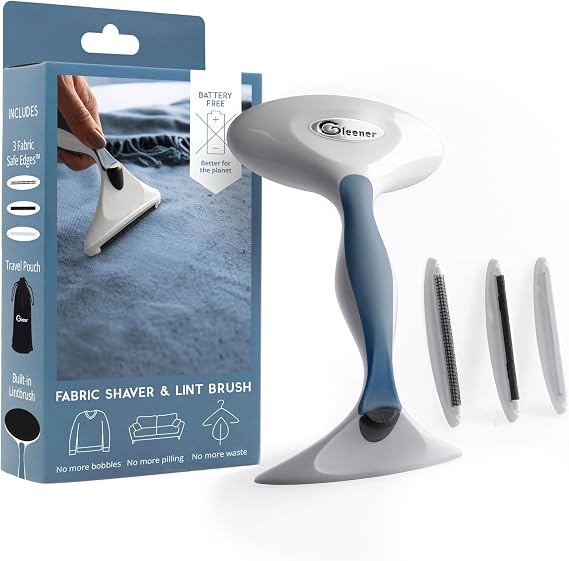 GLEENER Fabric Shaver & Lint Brush | Bobble Remover | Battery-Free Ultimate Fuzz Remover | Adjustable Depiller for Clothing & Furniture (Slate blue)