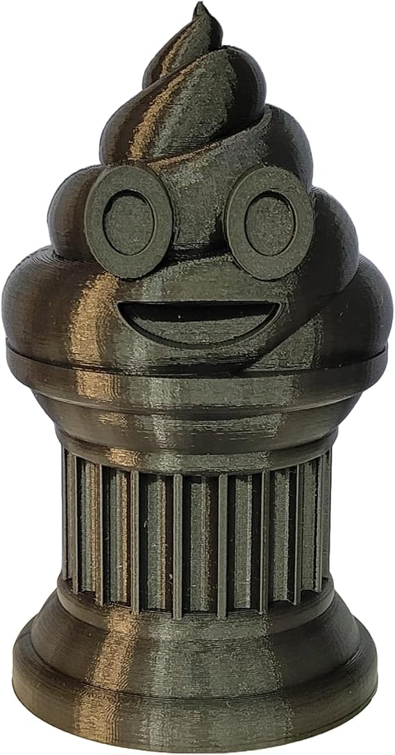 Znet3D Poop Emoji Trophy - Perfect Award or Gift - Handmade w/Additive Manufacturing - 6" inches Tall - Featuring a Solid Poop Emoji Secured on a Column Pillar (Black)