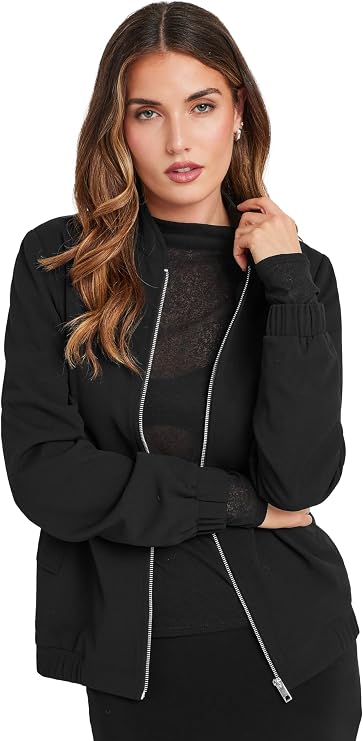 Long Tall Sally Lts Tall Scuba Zip Bomber Jacket Black