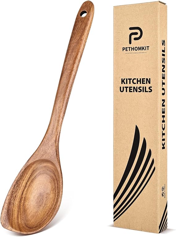 Wooden Spoons for Cooking, Teak Wood Corner Spoon Spoonula,12.8
