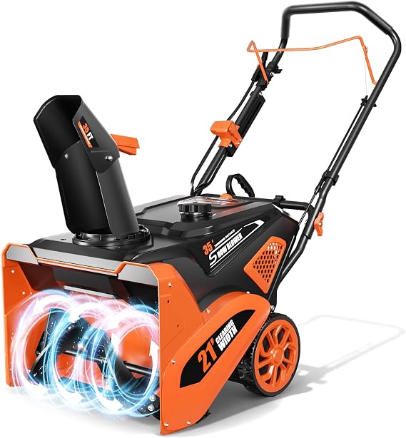 Gas Snow Blower 21-Inch Single-Stage Snow Thrower, 212cc Engine Snow Blower Gas Powered with 35ft Throw Distance, Snow Cleaner with 180 Adjustable Chute for Driveways & Sidewalks, Recoil Start
