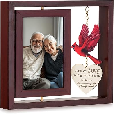 Inweder Sympathy Gifts for Loss of Loved One: Double 4x6 Photos, Cardinal Memorial Picture Frame for Mother, Remembrance Gift in Loving Memory with Touching Text