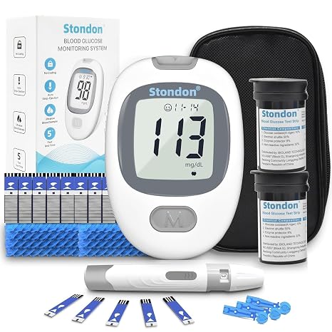 Stondon G-430 Blood Glucose Monitor Kit with 50 Test Strips,Blood Sugar Testing kit,Diabetes Testing Kit, Blood Glucose Meter, 50 Glucometer Strips, 50 Lancets, Blood Sugar Meter Glucometer for Home Use (51)