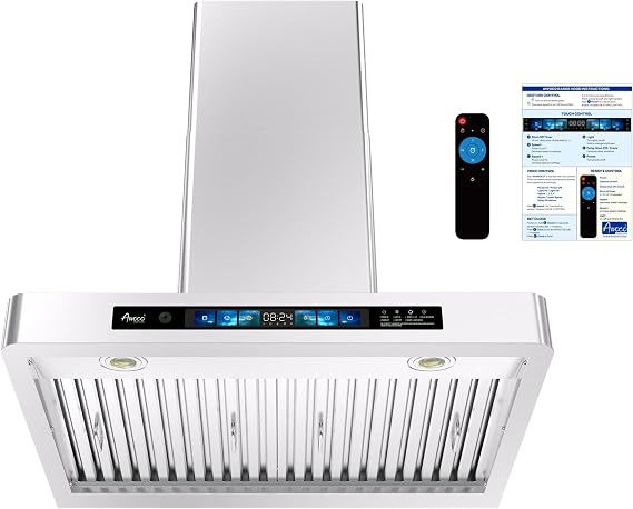 30" Wall Mount Range Hood, T-Shape Kitchen Hood with 800CFM, 6" Vent