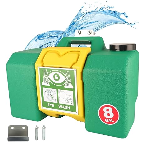 Portable Eyewash Station - Eye Wash Station with Ansi Certified OSHA-Approved, Wall Mount Eye Washing Station with Dual Spray (8 Gallon)