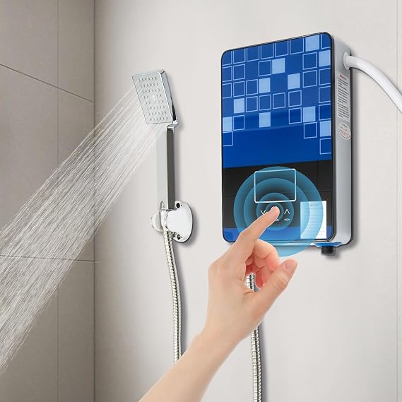 Tankless Electric Hot Water Heater,4500W 110V Instant Water Heater On Demand Bath Shower with LED Screen Display for Bathroom,Bathtub,RV,Whole House,Shower,w/Overheating Protection (Blue)