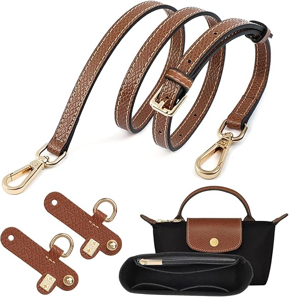 Organizer for Sunshine Smile Longchamp bag, shoulder strap for women, carrying strap, mini bag organizer (Black)
