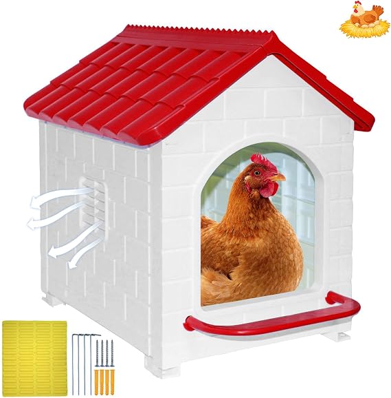 Waterproof Plastic Chicken Nesting Box & Compact Hen House for Coop |  with Washable Nesting Pad, Easy-Clean Spacious Nesting Box, Suitable for Hens, Ducks, Rabbits & Backyard Poultry