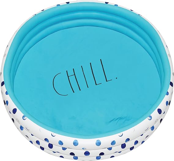 Rae Dunn x CocoNut Float Indigo Polka Dot Mini Pool - Chill Theme - Inflatable Swimming Pool for Kids - Great Splash Pool for Backyard, Summer Parties & Swim Events