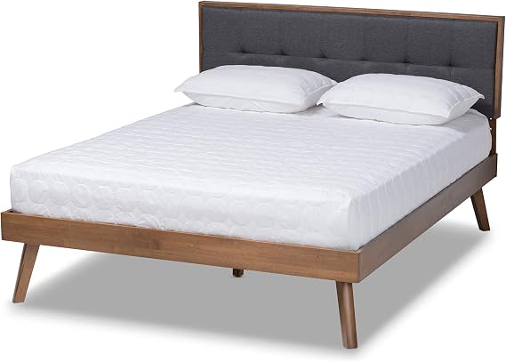 Baxton Studio Beds (Platform), King, Dark Grey/Walnut