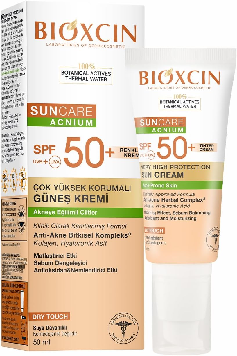 BIOXCIN Sun Care Colored Sunscreen for Acne-Legged Skin 50 Spf - Acne, Dry Touch, Matte Tinted