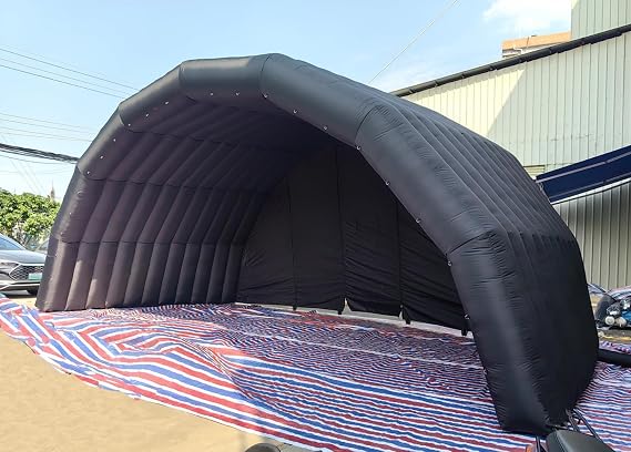 Portable Outdoor Inflatable Stage Tent Rooftop Booth Inflatable Stage Cover Marquee Concert Shelter Dome Marquee Cover (Black, 9mLx5mWx4.5mH)
