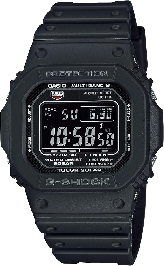 Casio G-Shock GWM5610U-1B Tough Solar Atomic Digital Watch, Multi-Band 6 Radio, 200M Waterproof, Shockproof, LED Backlight, Black Resin Strap