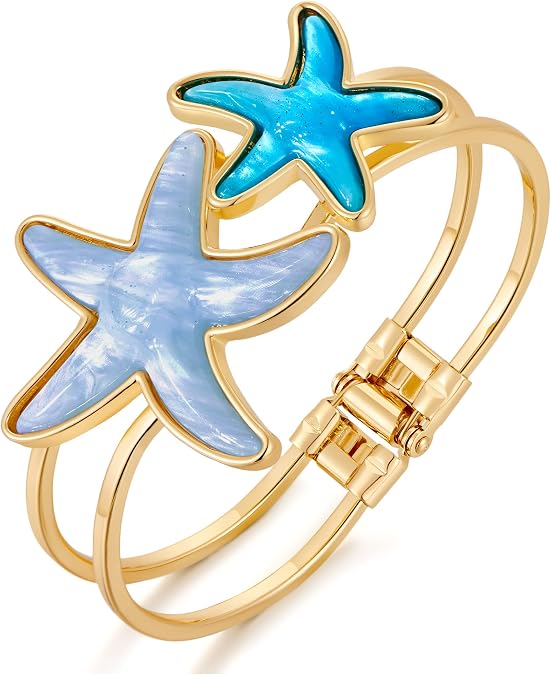 MUYAN Blue Ocean Theme Bangle Bracelet for Women Statement Boho Jewelry