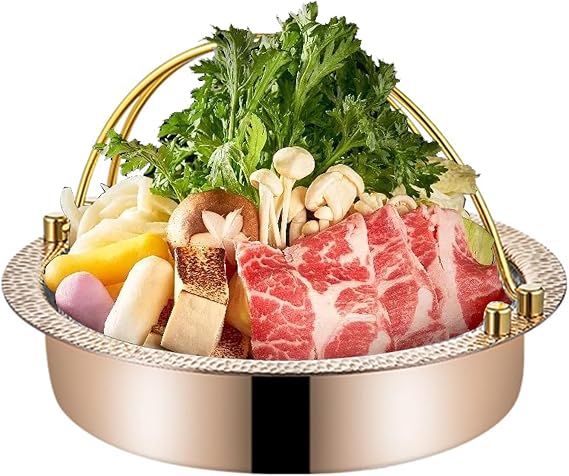 Japanese Style Hand Hammer Shabu Shabu Hot Pot 304 Stainless Steel Sukiyaki Tetsu Nabe Pot with Dual Handle for Noodle, Ramen, Soup,28cm