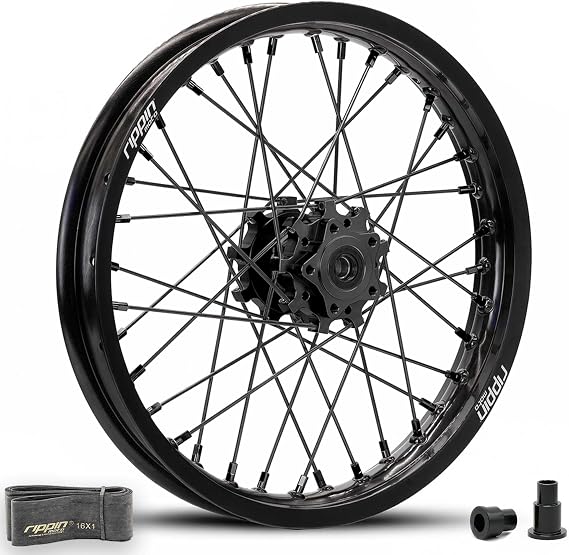 Rippin Moto Blackline 16 Rear Wheel Fits Sur-Ron LBX, Segway X160X260, and E-Ride PRO SS 2.0 | CNC Hubs, 7050-T6 Rims, Stainless Spokes Black