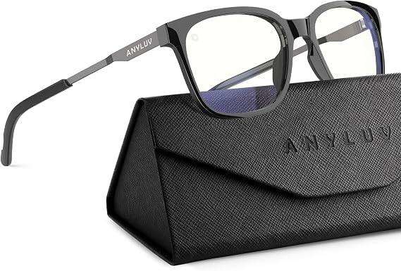 ANYLUV Blue Light Glasses for Men, Lightweight Computer Gaming Glasses, Stylish Anti Eyestrain Blue Light Blocking Men