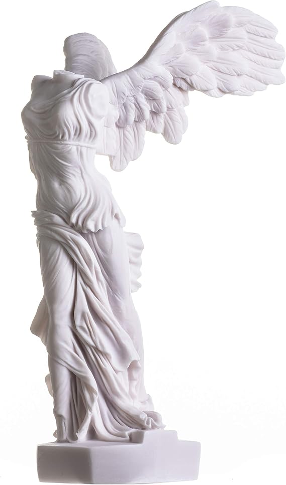 BEAUTIFUL GREEK STATUES Winged Victory of Samothrace Statue Alabaster Ancient Ruins Louvre Museum Figurine 13.8 Inches