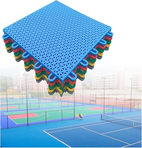 25CM Modular Interlocking Floor Tiles, Outdoor Basketball Court Badminton Court Weatherproof DIY Sport Court Tiles(Blue)