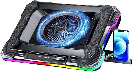 Juo Yeti 2200RPM RGB Illuminated Led Display Gaming Laptop Notebook Cooler Stand