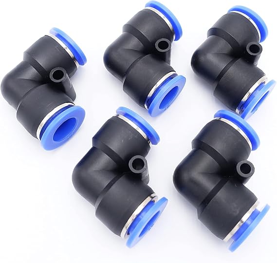 Push to Connect Fitting 12mm Tube OD, Pneumatic Air Water Elbow Union 90 Deg Swivel Two Way Connector/Coupler (Pack of 5)