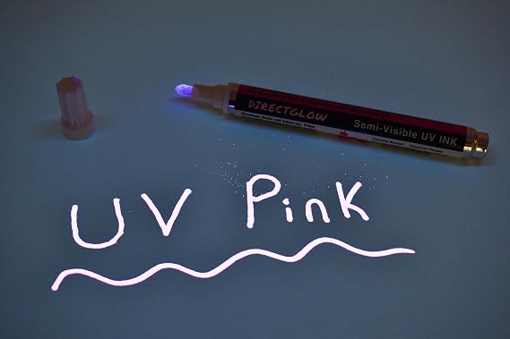 DirectGlow Blacklight Reactive Daytime VisibleUV Ink Ultraviolet Reactive Marker Security Identification (Medium Tip, Pink, Marker Only)