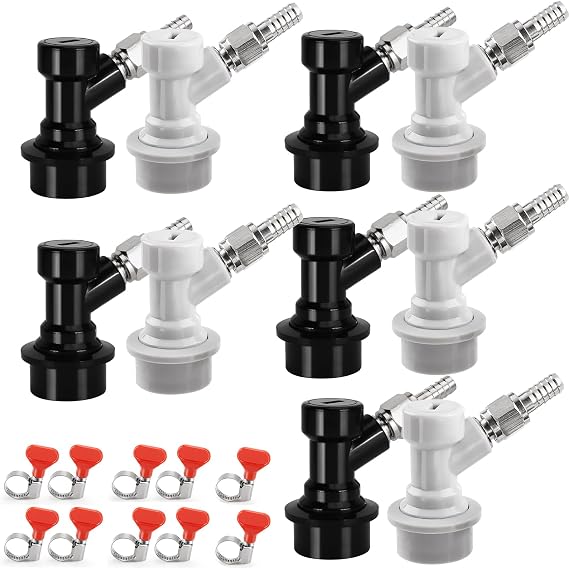 5 Pairs Ball Lock Keg Quick Disconnect, 5/16 & 1/4 Barb Corny Keg Fitting