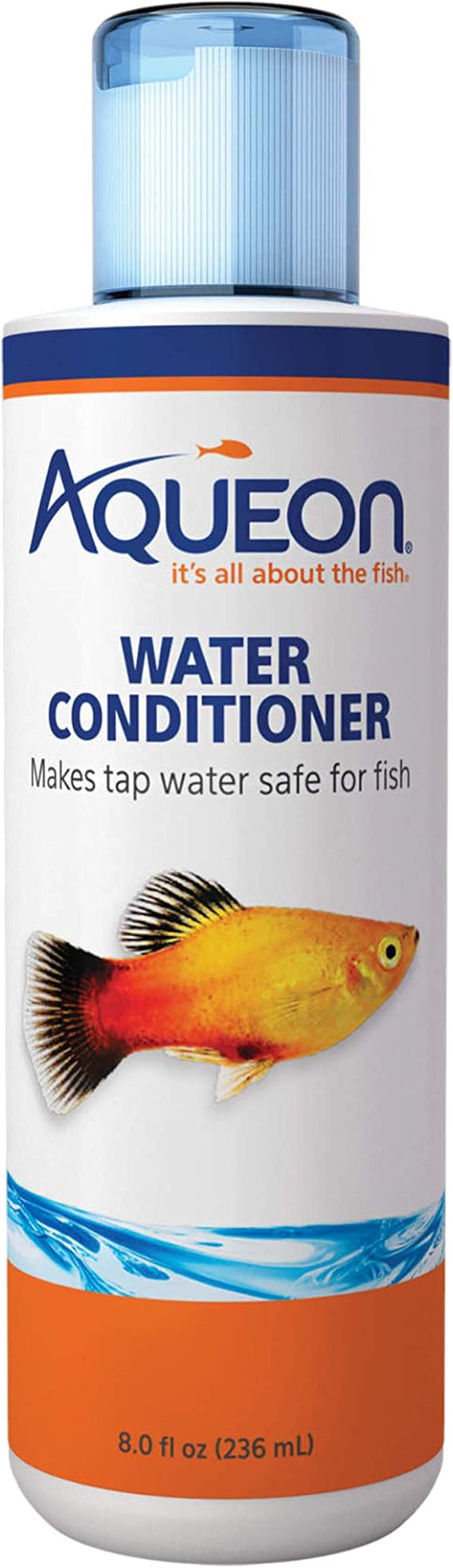 Aqueon Fish Tank Water Conditioner Bottle, 8 Oz | Water conditioner for aquarium tank, neutralizes chlorine and chloramines in tap water; dosage cap included