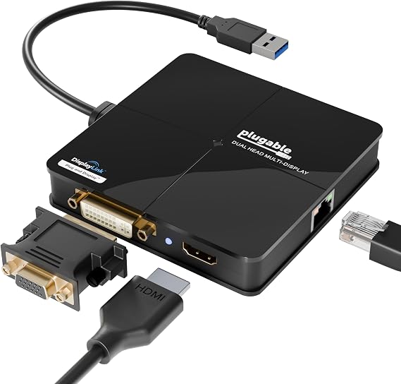 Plugable USB 3.0 Laptop Docking Station Dual Monitor
