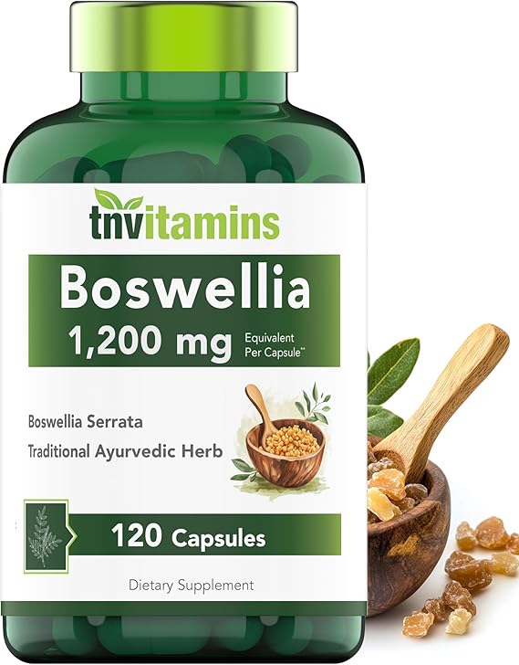 tnvitamins Boswellia Extract Capsules, 120 Count | 1,200 mg Per Capsule | 65% Boswellic Acids  10:1 Concentrated Extract | Boswellia Serrata | Joint & Mobility Support