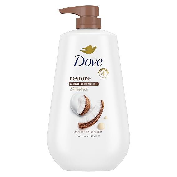 Dove Body Wash Restore Coconut & Cocoa Butter 30.6 oz Pump, Sulfate Free