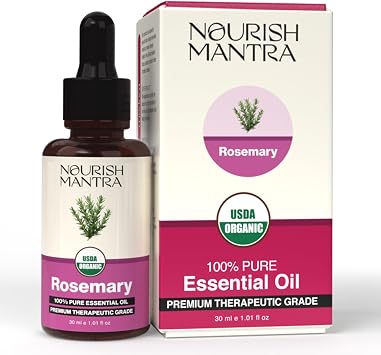 Nourish Mantra Organic Rosemary Essential Oil for Massage, Aromatherapy & Skin|100% Pure, USDA Certified Organic Rosemary Essential Oil|Perfect for Diffuser, Home & Car