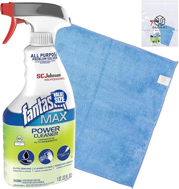 Fantastic MAX All Purpose Power Cleaner Degreaser, Pleasant Scent, 32 Fl Oz bundled with Micro Fiber Cloth