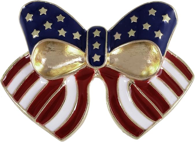 Alilang Silver Tone Crystal Rhinestone 4th of July American USA Flag Patriotic Pin Brooch