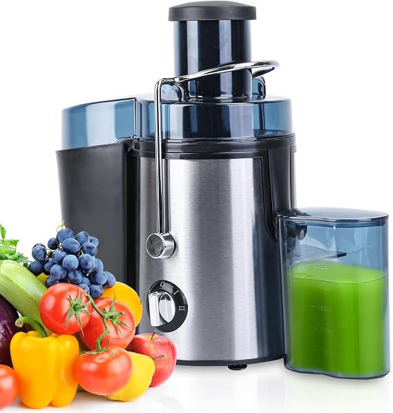 Juicer Machine, 1000W Centrifugal Juice Extractor with Wide Mouth 2.6" Feed Chute for Whole Fruits and Vegs, Dual Speeds Fruit Juicer, High Juice Yield, Stainless Steel, BPA-Free