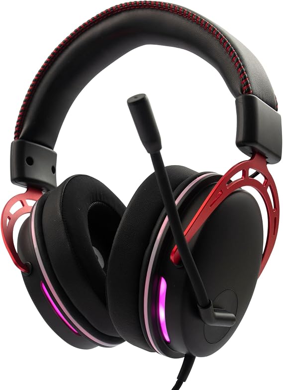 RadioShack 7.1 Surround Gaming Headset USB 50mm Drivers RGB Black Red
