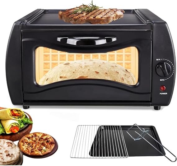 Tandoor Oven Pizza and Roti Maker with Bake Tray and Handle - 15L Capacity, Overheating Protection, Easy to Operate