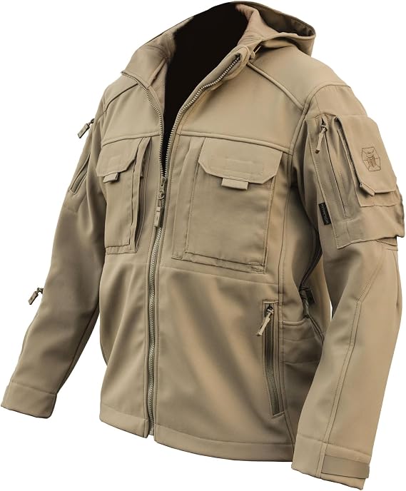 Kitanica Men's TACS Softshell Jacket - Rugged Waterproof Windproof Insulated Tactical Jacket with 12 Pockets & Adjustable Fit