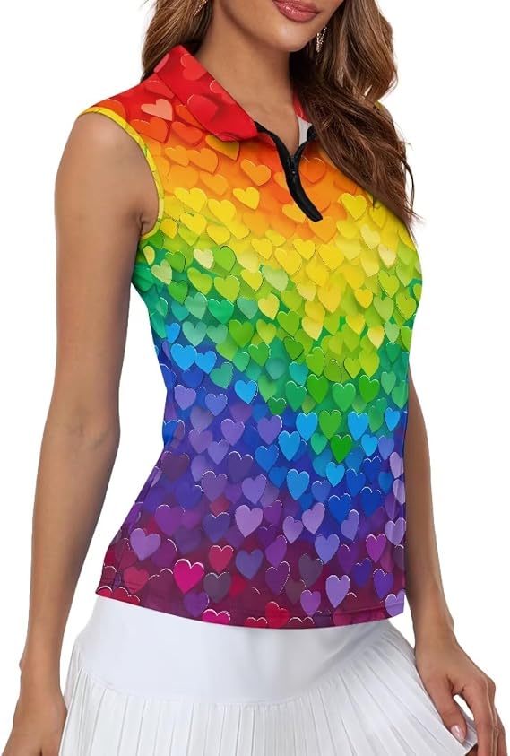 Women's Sleeveless Golf Shirts Moisture Wicking Tennis Shirt Quick Dry 1/4 Zip Sports Tank Top Collared Slim XS-XXL