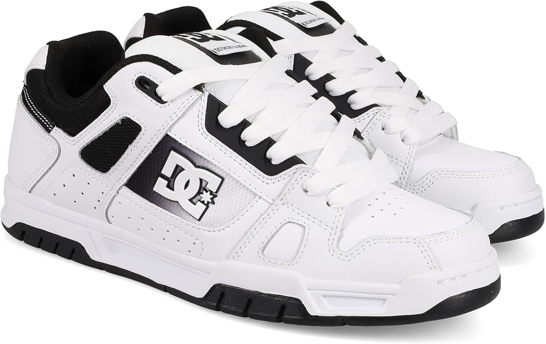 DC Men's Stag Skate Shoe, White/Black, 12